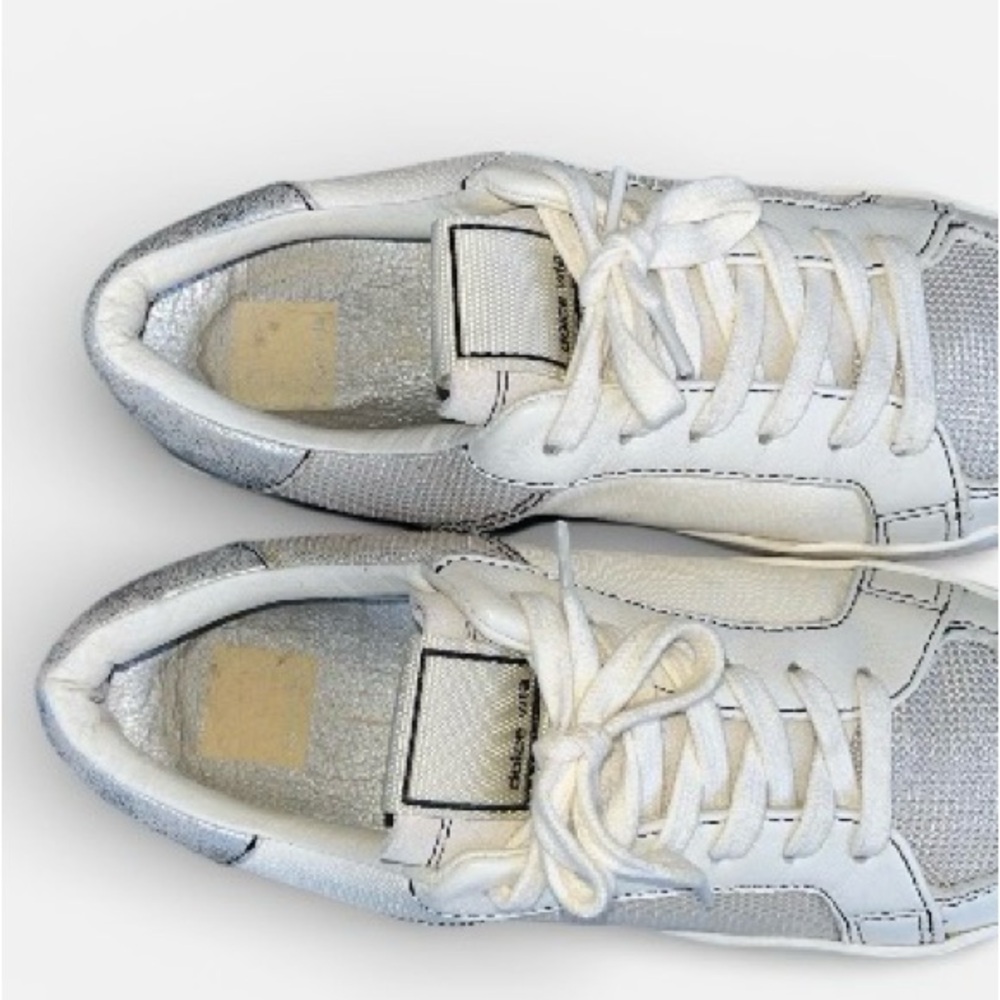Dolce Vita Ledger Leather Sneaker in Off White Size 8 - Picture 6 of 11